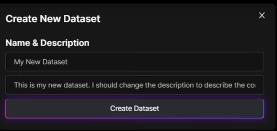 יצירת new data set